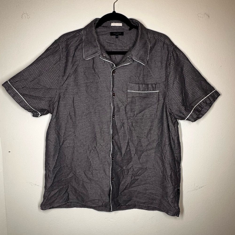 Ted Baker London Black Casual Button Down Shirt with Camp Collar